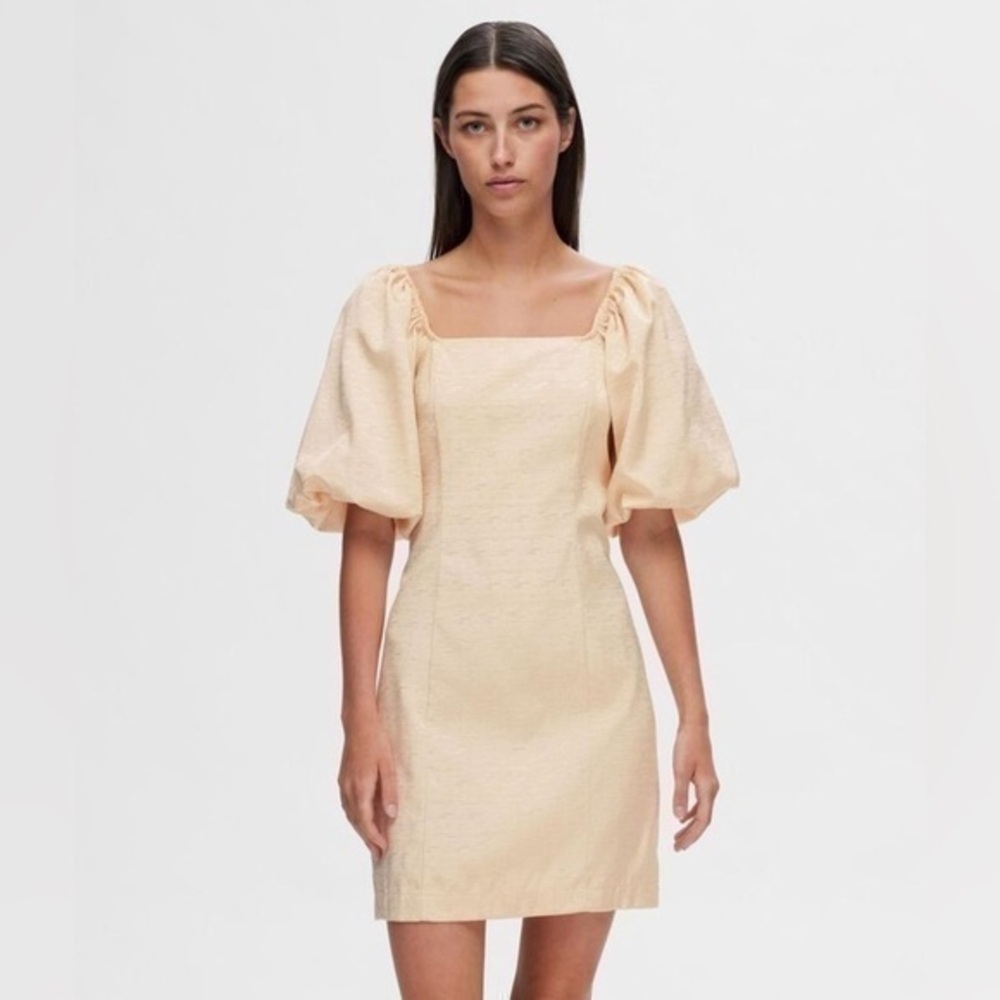 Selected Femme Cream Puff Sleeve Dress